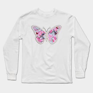 Butterfly and Flowers Long Sleeve T-Shirt